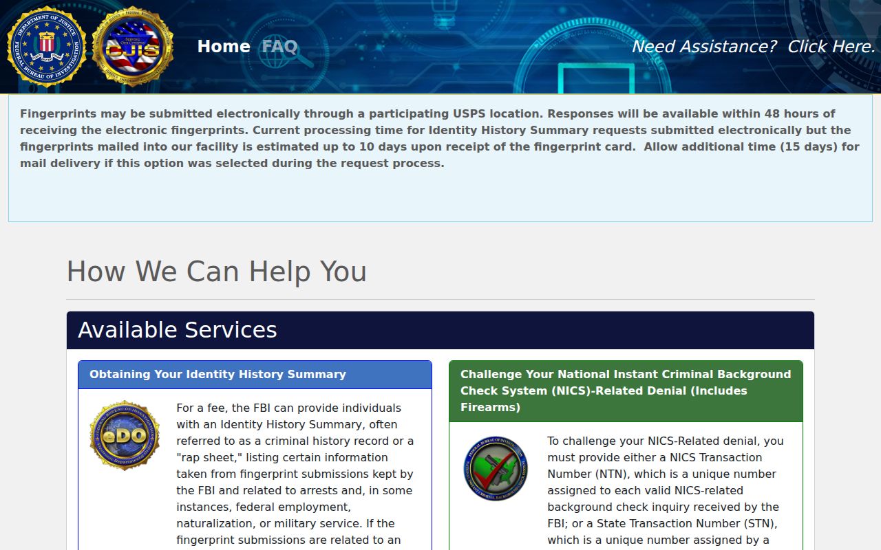 Federal self-review option for a Dent County criminal history search